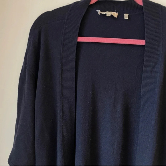 VINCE navy blue 100% cashmere long belted short‎  sleeve cardigan - Picture 4 of 7